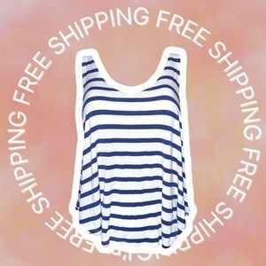 [FREE SHIPPING] Garage Women’s White/Blue Striped Tank Top
